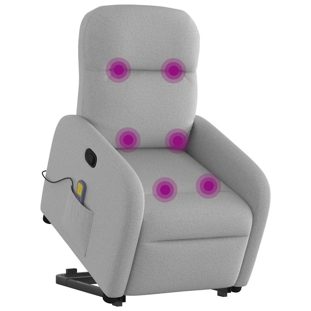 vidaXL Fauteuil de massage inclinable et releveur en tissu gris nuage