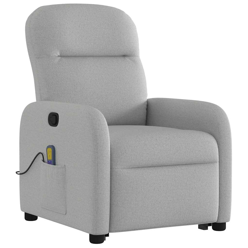vidaXL Fauteuil de massage inclinable et releveur en tissu gris nuage