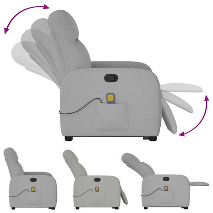 vidaXL Fauteuil de massage inclinable et releveur en tissu gris nuage
