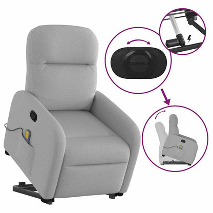 vidaXL Fauteuil de massage inclinable et releveur en tissu gris nuage