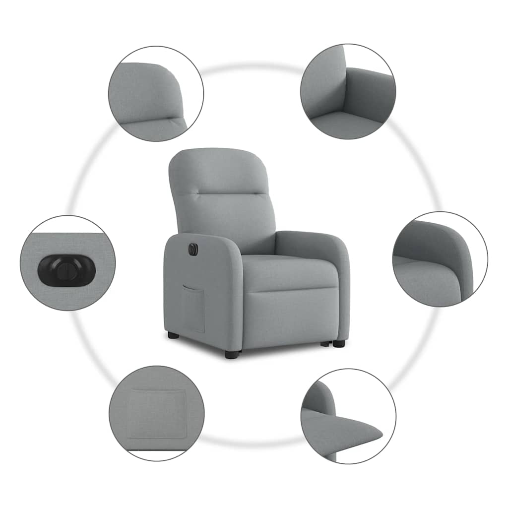vidaXL Fauteuil inclinable électrique releveur en tissu gris clair