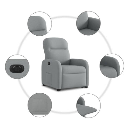 vidaXL Fauteuil inclinable électrique releveur en tissu gris clair