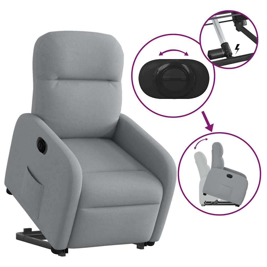 vidaXL Fauteuil inclinable électrique releveur en tissu gris clair