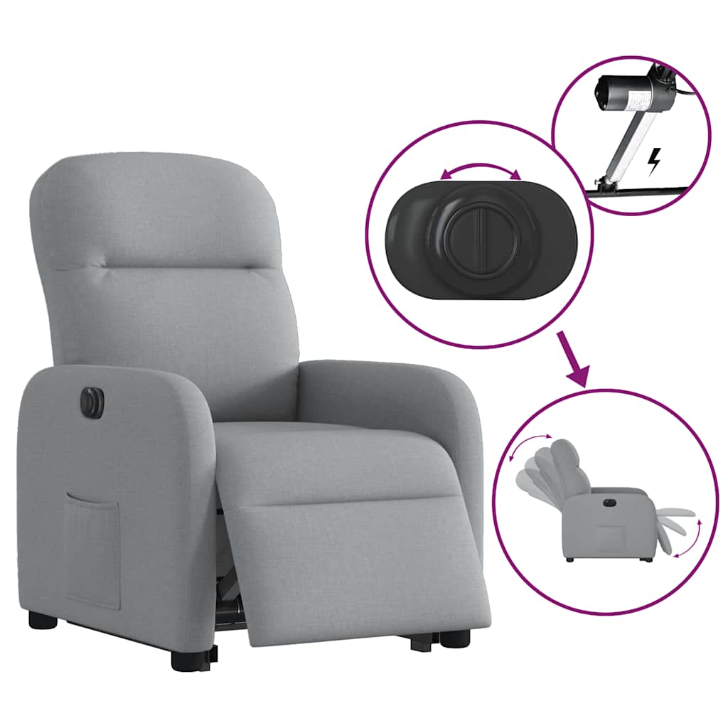 vidaXL Fauteuil inclinable électrique releveur en tissu gris clair