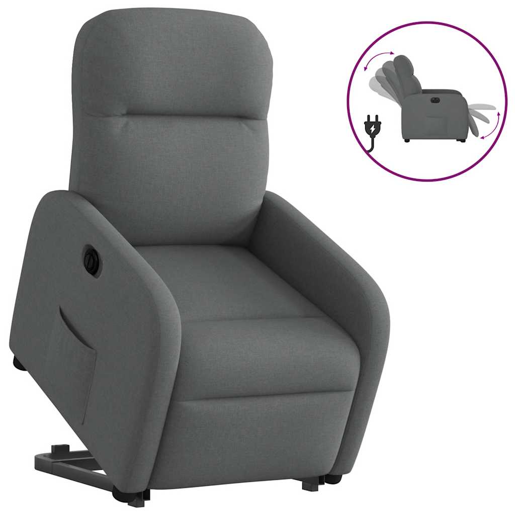 Fauteuil relax électrique inclinable et releveur vidaXL, tissu gris foncé