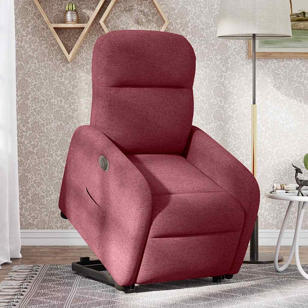 vidaXL Relaxsessel mit Aufstehhilfe Elektrisch Weinrot Stoff
