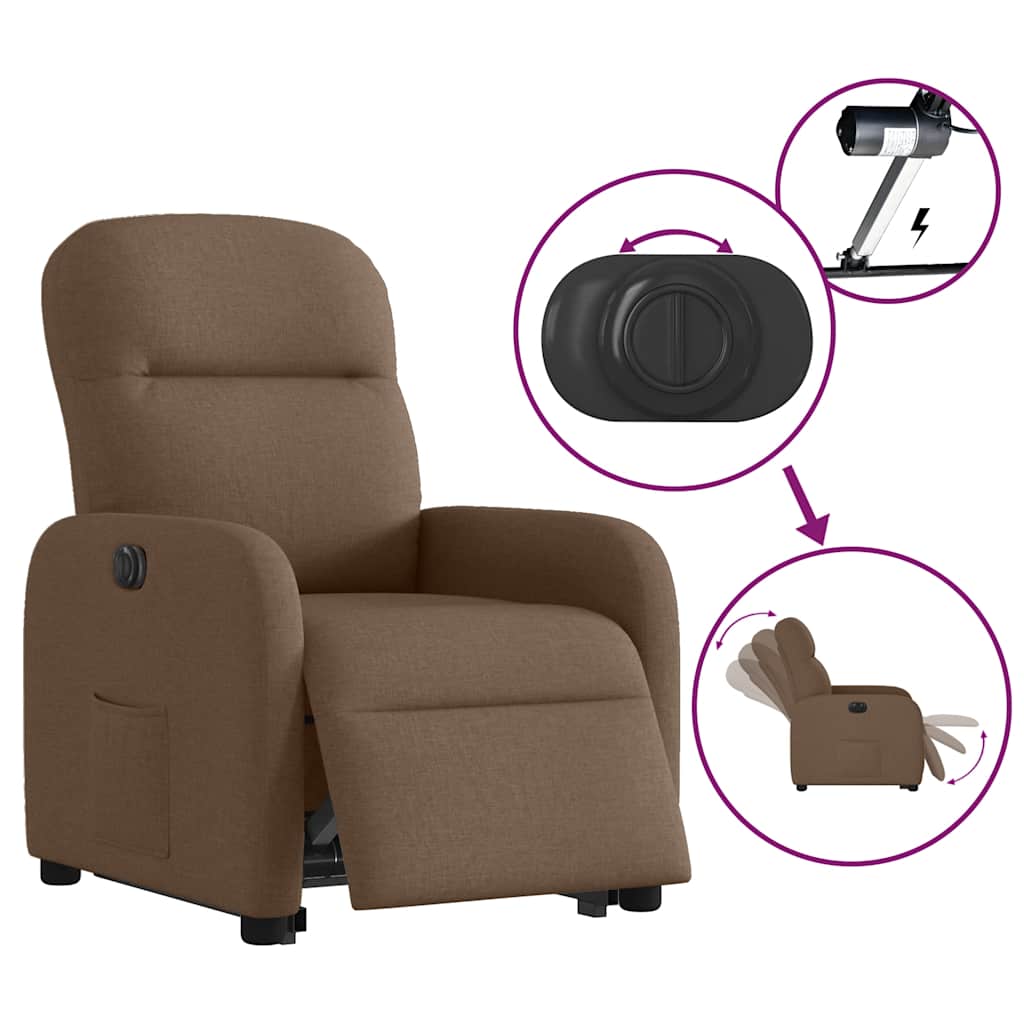 vidaXL Relaxsessel mit Aufstehhilfe Elektrisch Braun Stoff