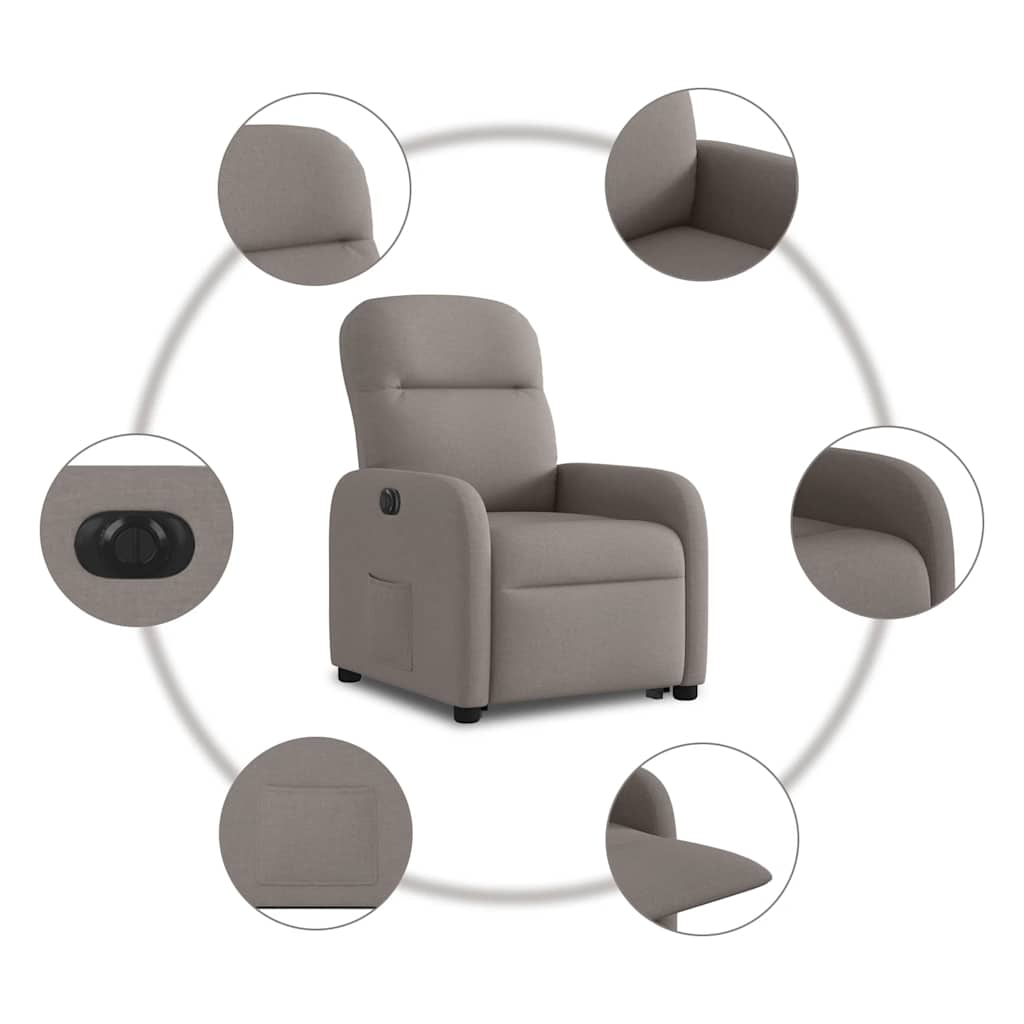 vidaXL Relaxsessel mit Aufstehhilfe Elektrisch Taupe Stoff