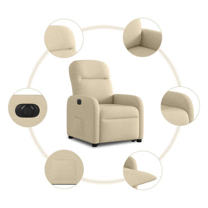 vidaXL Fauteuil relax électrique inclinable et releveur en tissu crème