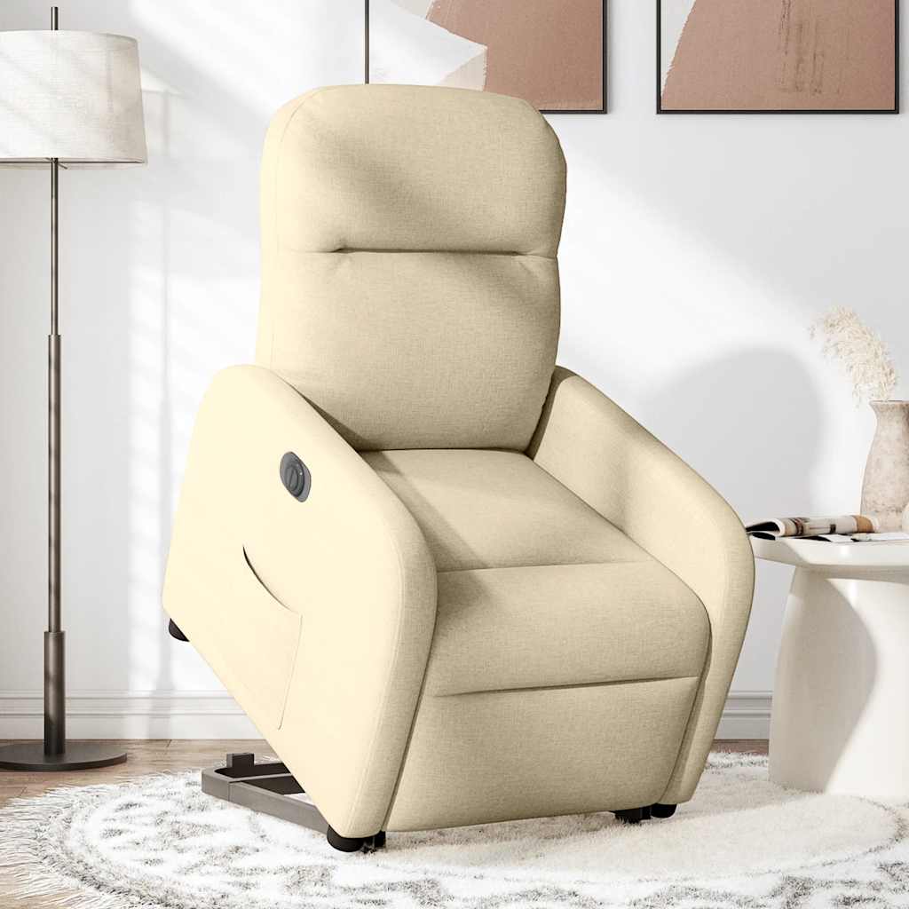vidaXL Fauteuil relax électrique inclinable et releveur en tissu crème