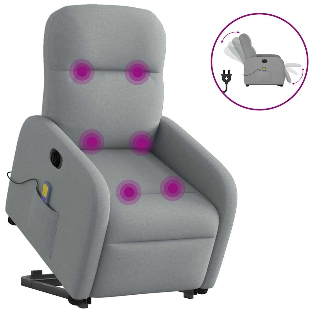 vidaXL Fauteuil de massage électrique releveur gris clair en tissu
