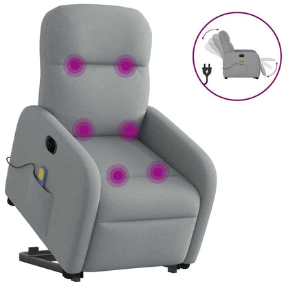 vidaXL Fauteuil de massage électrique releveur gris clair en tissu