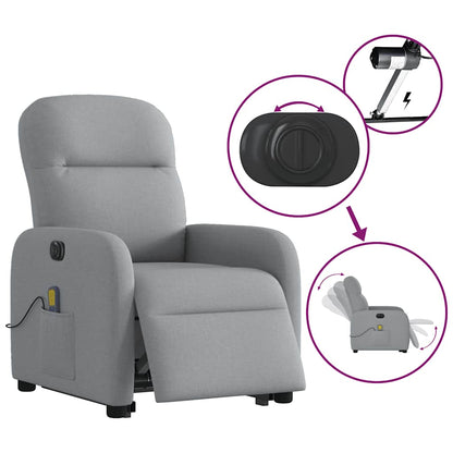vidaXL Fauteuil de massage électrique releveur gris clair en tissu