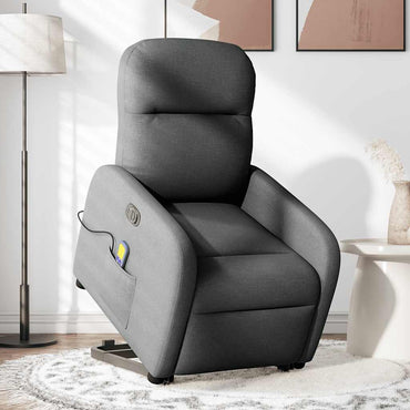 vidaXL Fauteuil de massage électrique releveur en tissu gris foncé