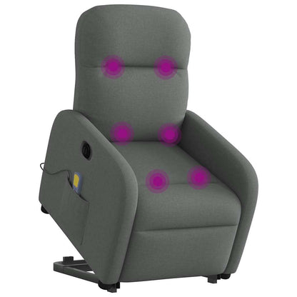 vidaXL Fauteuil de massage électrique releveur en tissu gris foncé