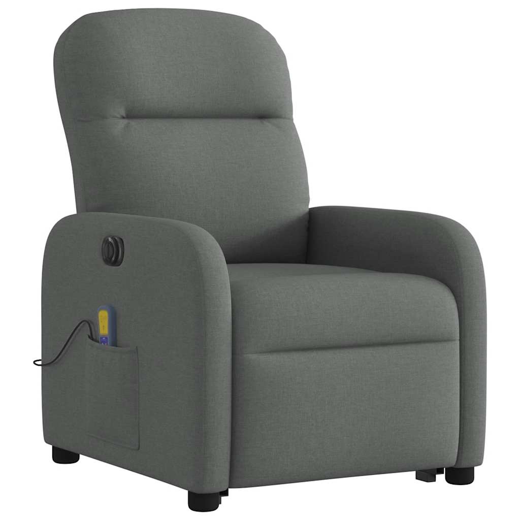 vidaXL Fauteuil de massage électrique releveur en tissu gris foncé
