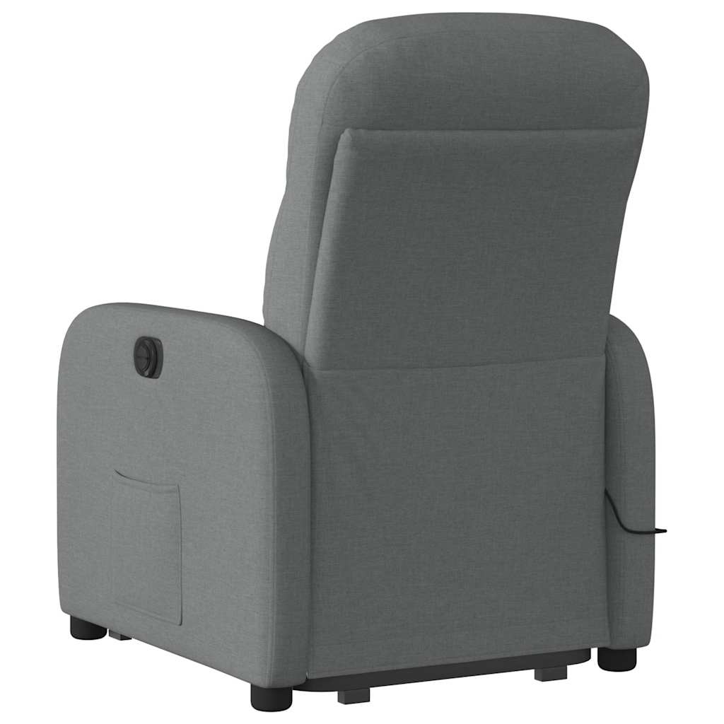 vidaXL Fauteuil de massage électrique releveur en tissu gris foncé