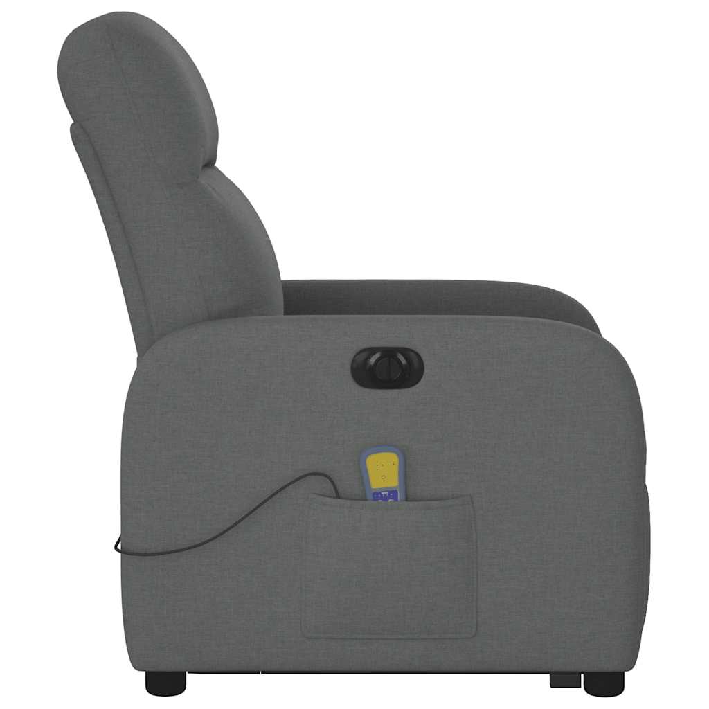 vidaXL Fauteuil de massage électrique releveur en tissu gris foncé