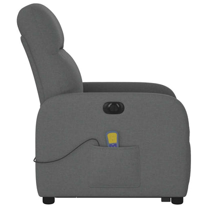 vidaXL Fauteuil de massage électrique releveur en tissu gris foncé
