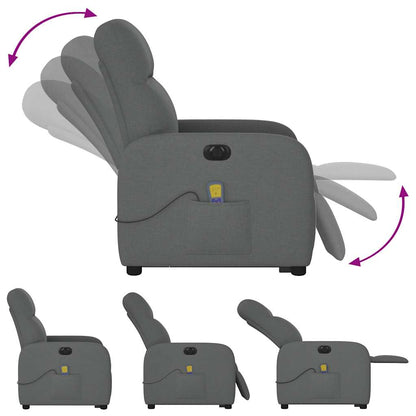 vidaXL Fauteuil de massage électrique releveur en tissu gris foncé