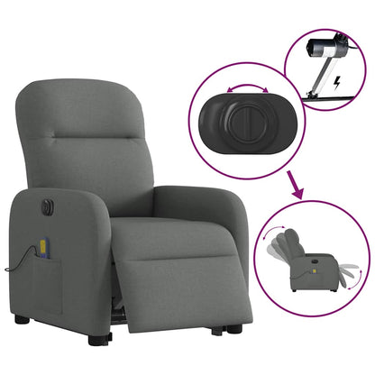 vidaXL Fauteuil de massage électrique releveur en tissu gris foncé
