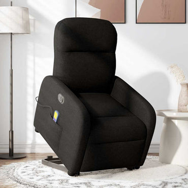 vidaXL Elektrischer Massagesessel mit Aufstehhilfe Schwarz Stoff