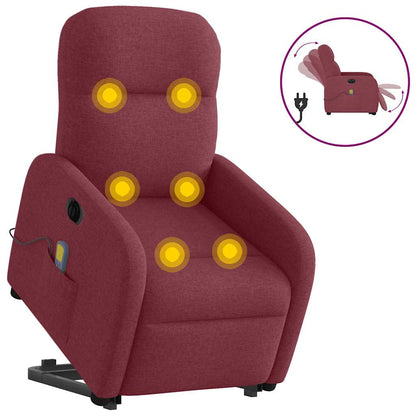 vidaXL Fauteuil de massage électrique releveur rouge bordeaux en tissu