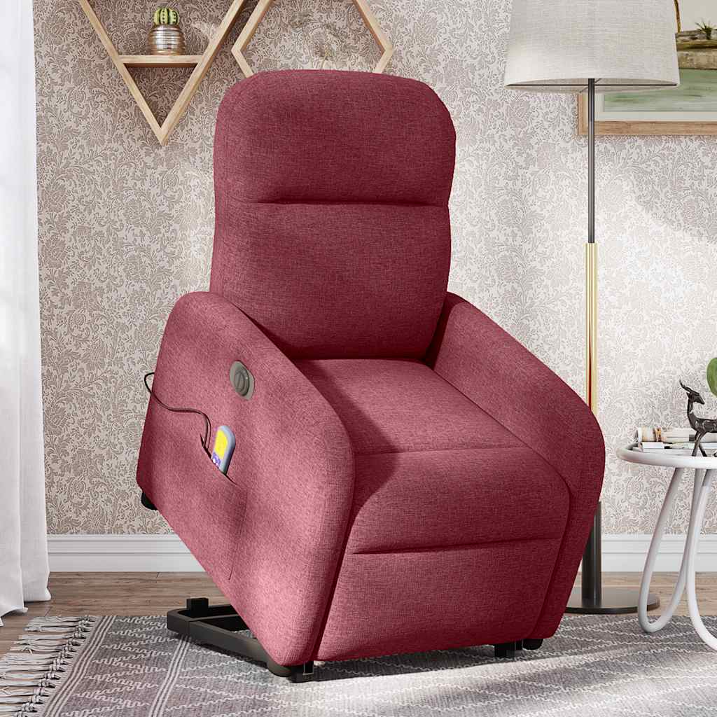 vidaXL Fauteuil de massage électrique releveur rouge bordeaux en tissu