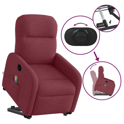 vidaXL Fauteuil de massage électrique releveur rouge bordeaux en tissu