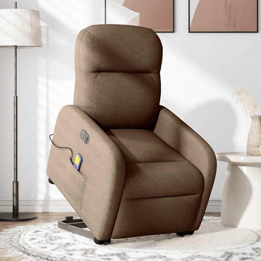 vidaXL Elektrischer Massagesessel mit Aufstehhilfe Braun Stoff