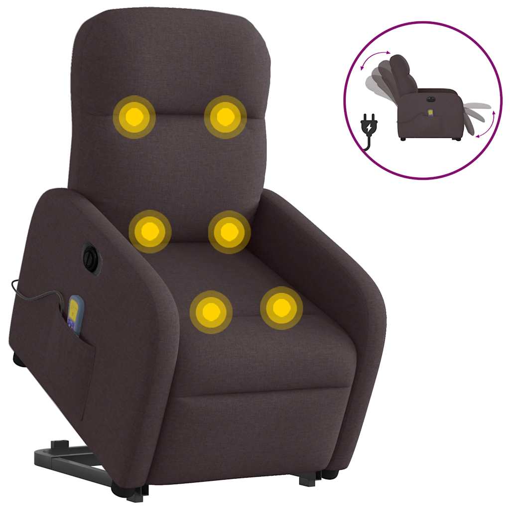 vidaXL Fauteuil de massage électrique releveur tissu marron foncé