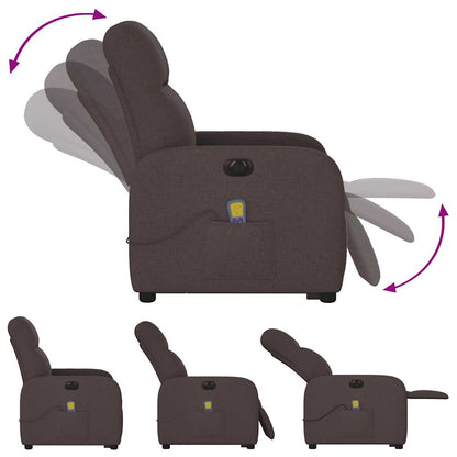 vidaXL Fauteuil de massage électrique releveur tissu marron foncé