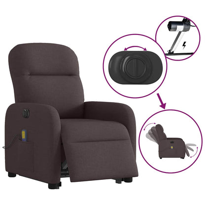 vidaXL Fauteuil de massage électrique releveur tissu marron foncé