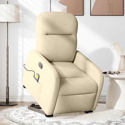 vidaXL Elektrischer Massagesessel mit Aufstehhilfe Creme Stoff
