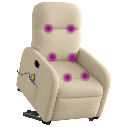 vidaXL Elektrischer Massagesessel mit Aufstehhilfe Creme Stoff