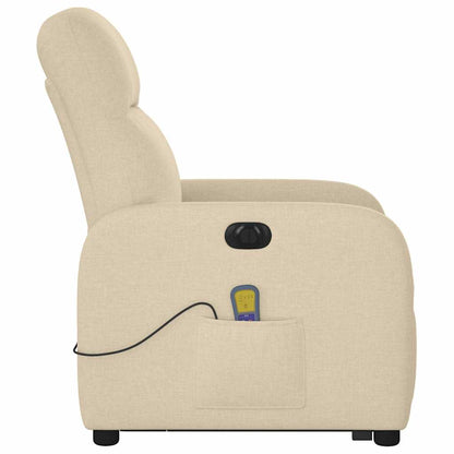 vidaXL Elektrischer Massagesessel mit Aufstehhilfe Creme Stoff