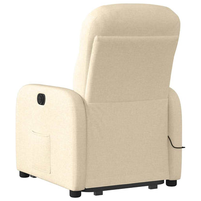 vidaXL Elektrischer Massagesessel mit Aufstehhilfe Creme Stoff