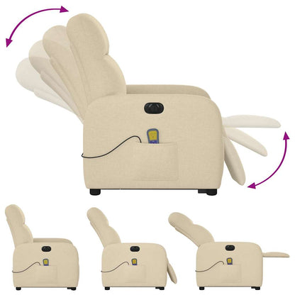 vidaXL Elektrischer Massagesessel mit Aufstehhilfe Creme Stoff