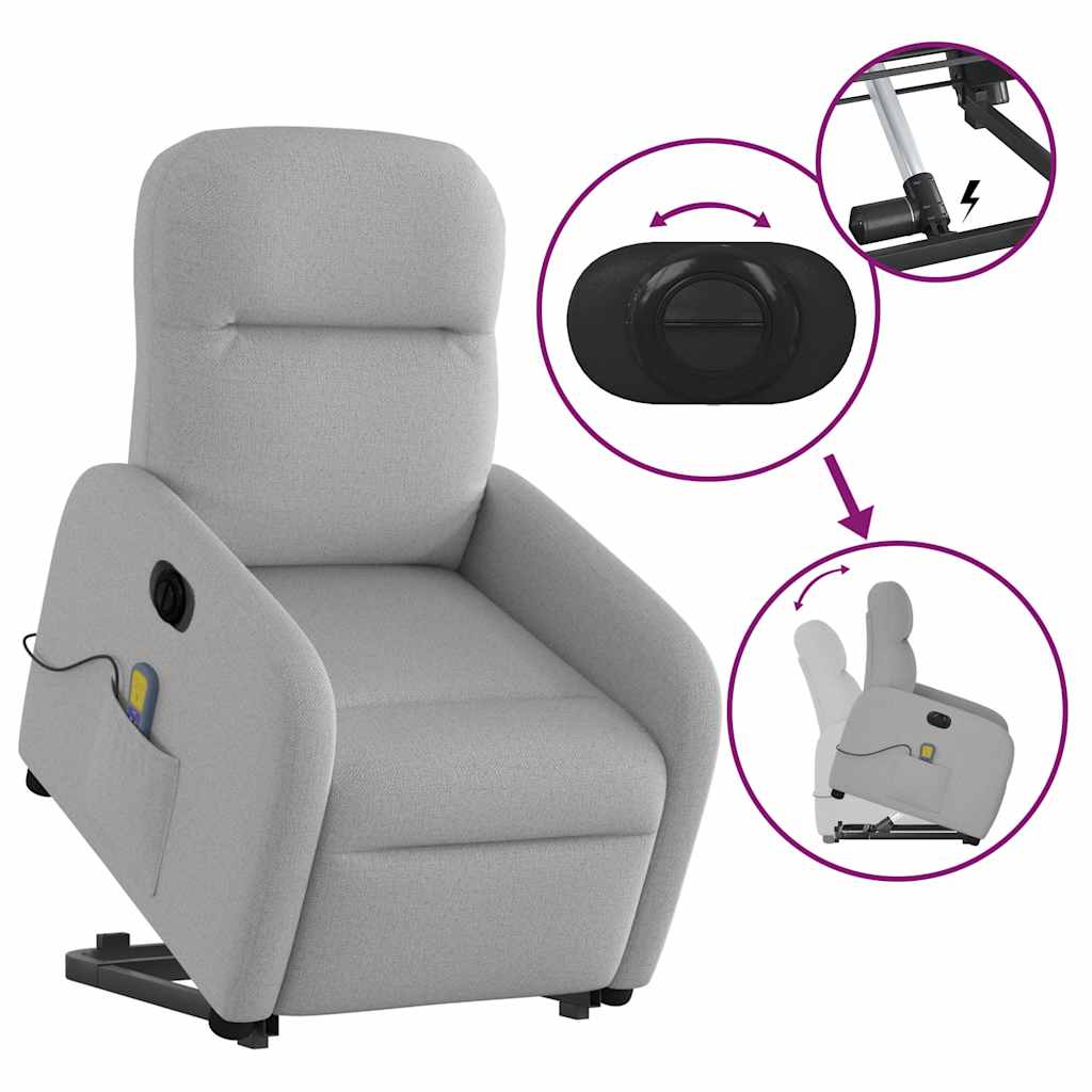 vidaXL Fauteuil de massage inclinable et releveur électrique Tissu gris nuage