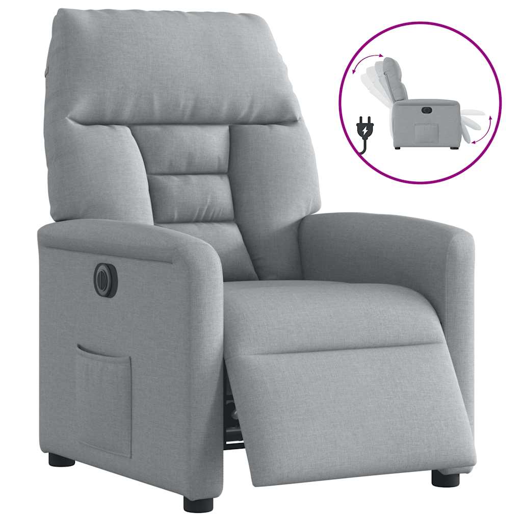 vidaXL Relaxsessel Elektrisch Hellgrau Stoff