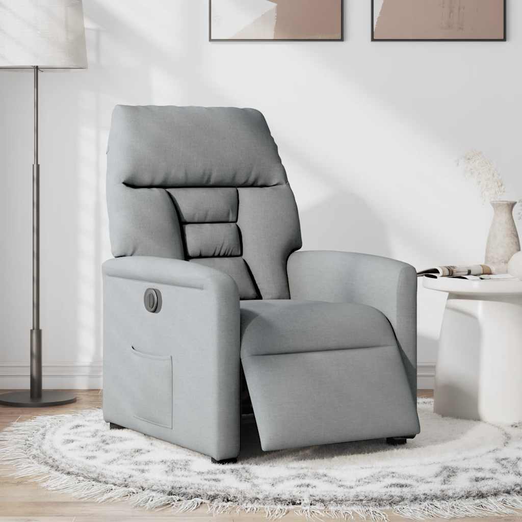 vidaXL Relaxsessel Elektrisch Hellgrau Stoff