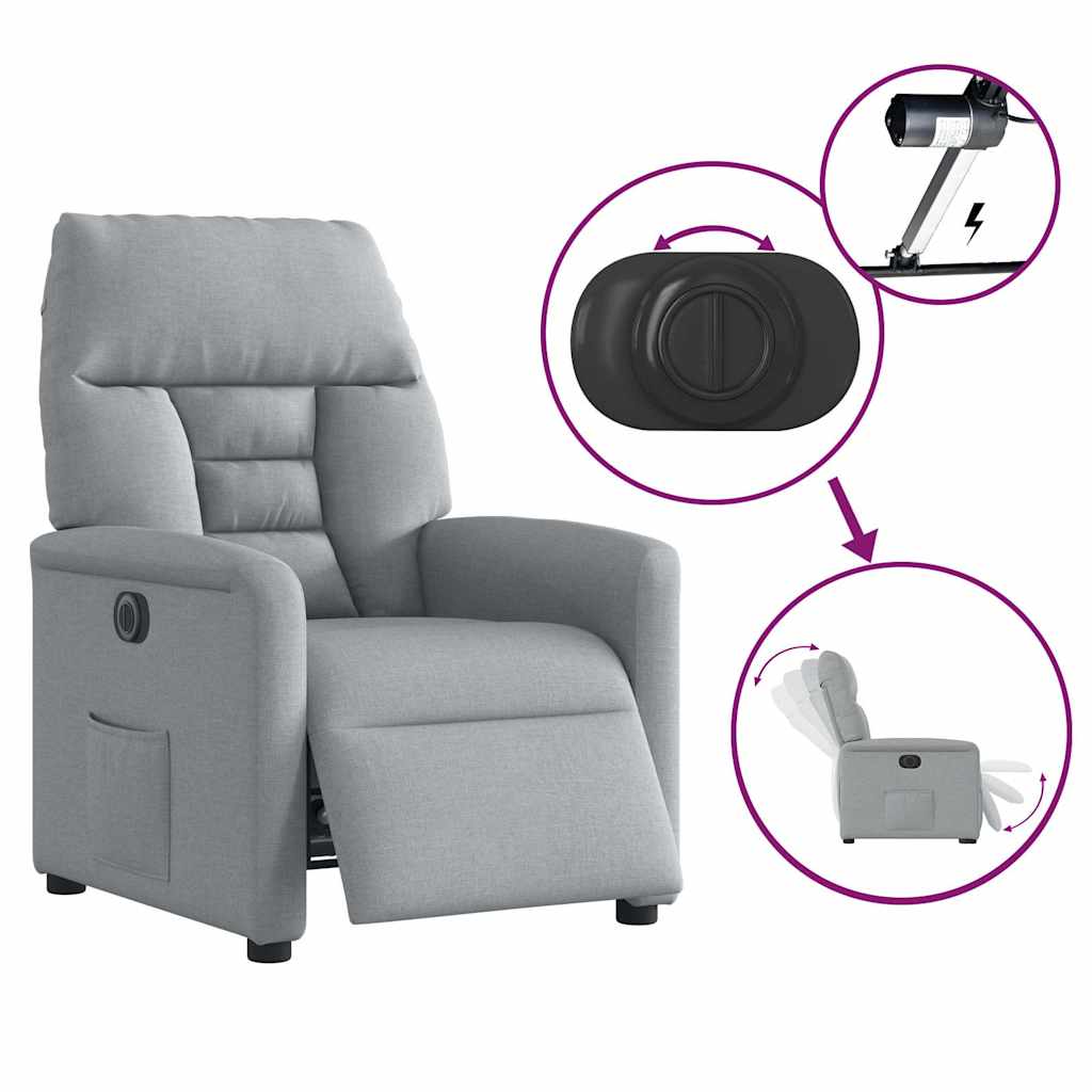vidaXL Relaxsessel Elektrisch Hellgrau Stoff