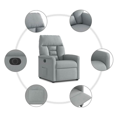 vidaXL Relaxsessel Elektrisch Hellgrau Stoff