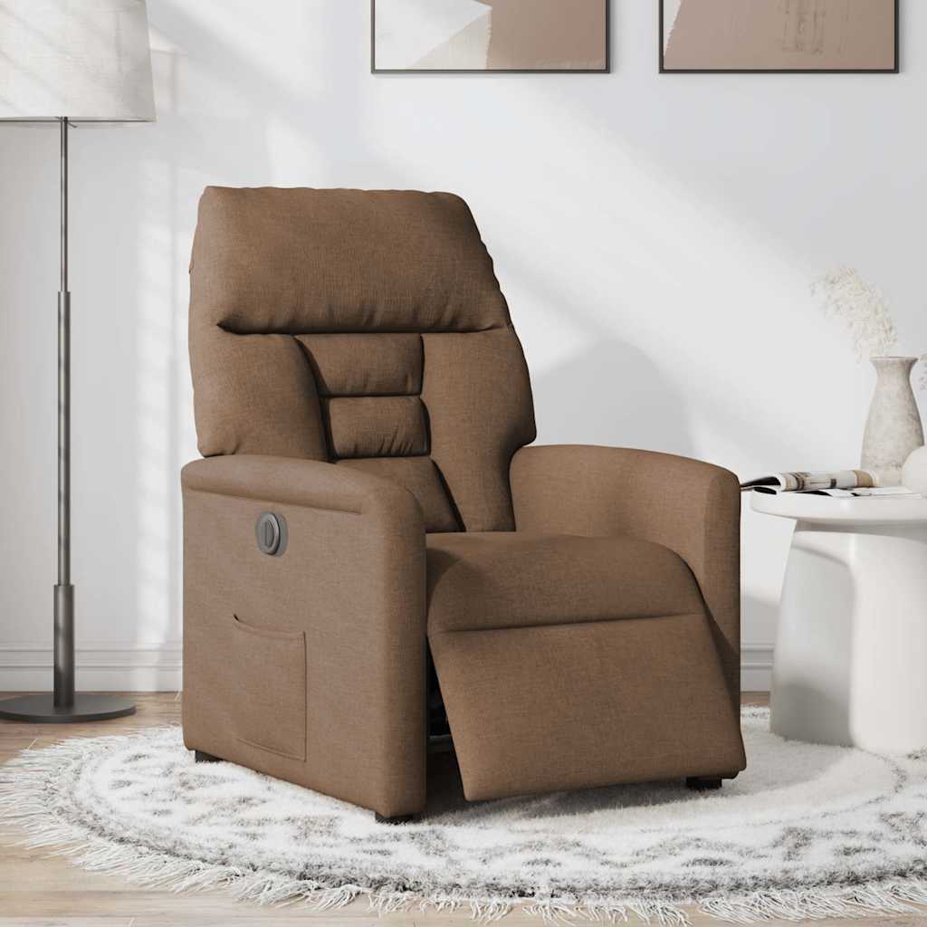 vidaXL Relaxsessel Elektrisch Braun Stoff