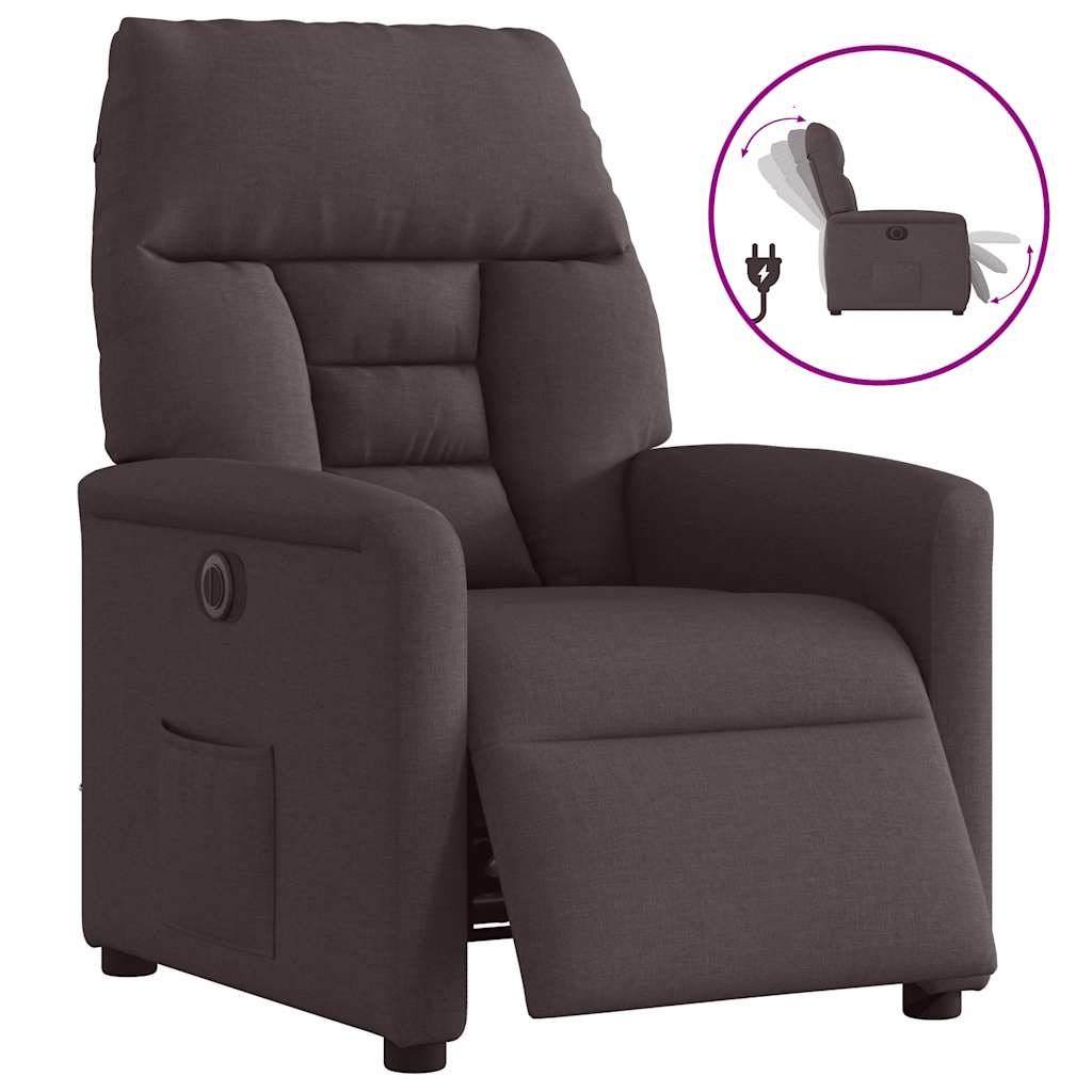 vidaXL Relaxsessel Elektrisch Dunkelbraun Stoff