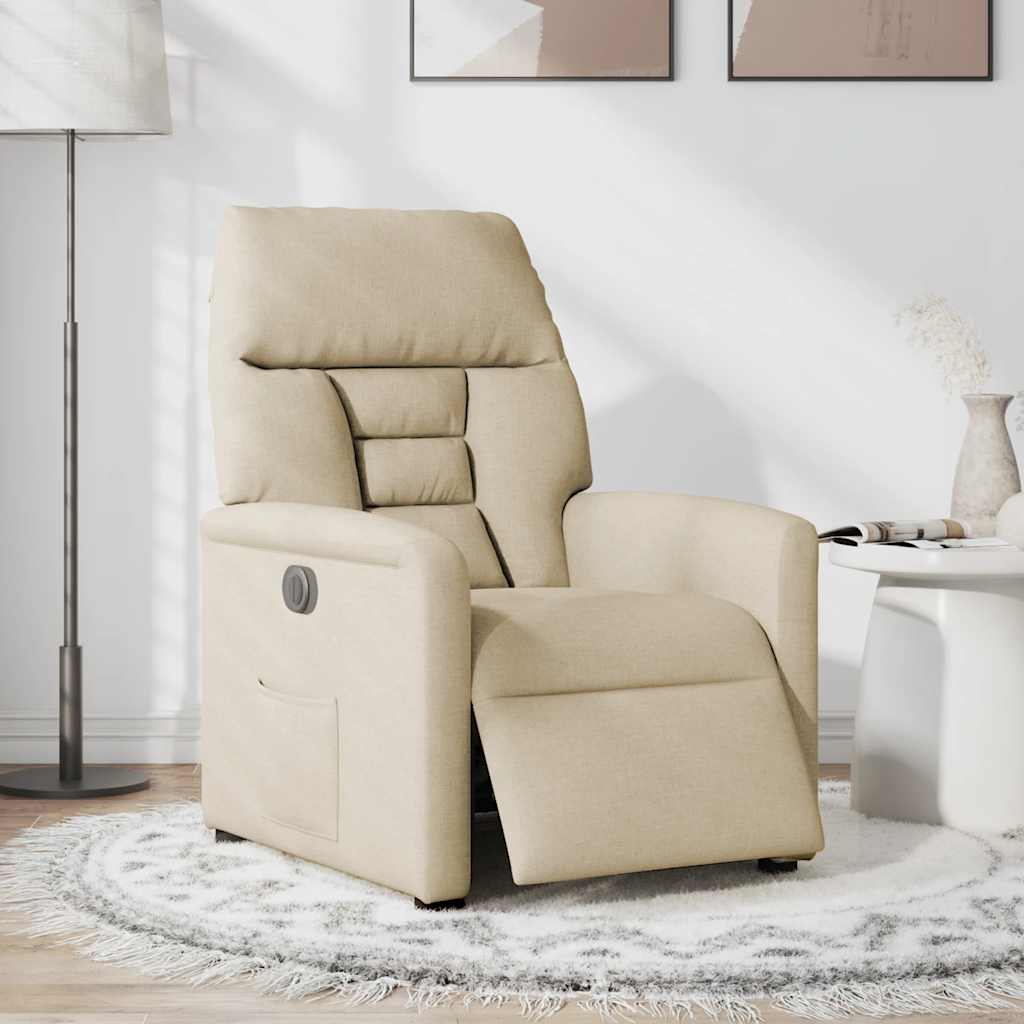 vidaXL Relaxsessel Elektrisch Creme Stoff