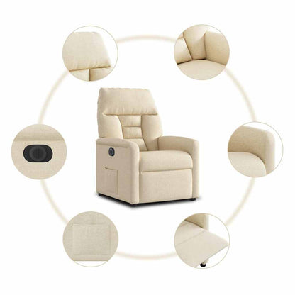 vidaXL Relaxsessel Elektrisch Creme Stoff