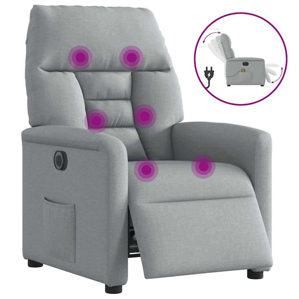 vidaXL Fauteuil de massage électrique Gris clair Tissu