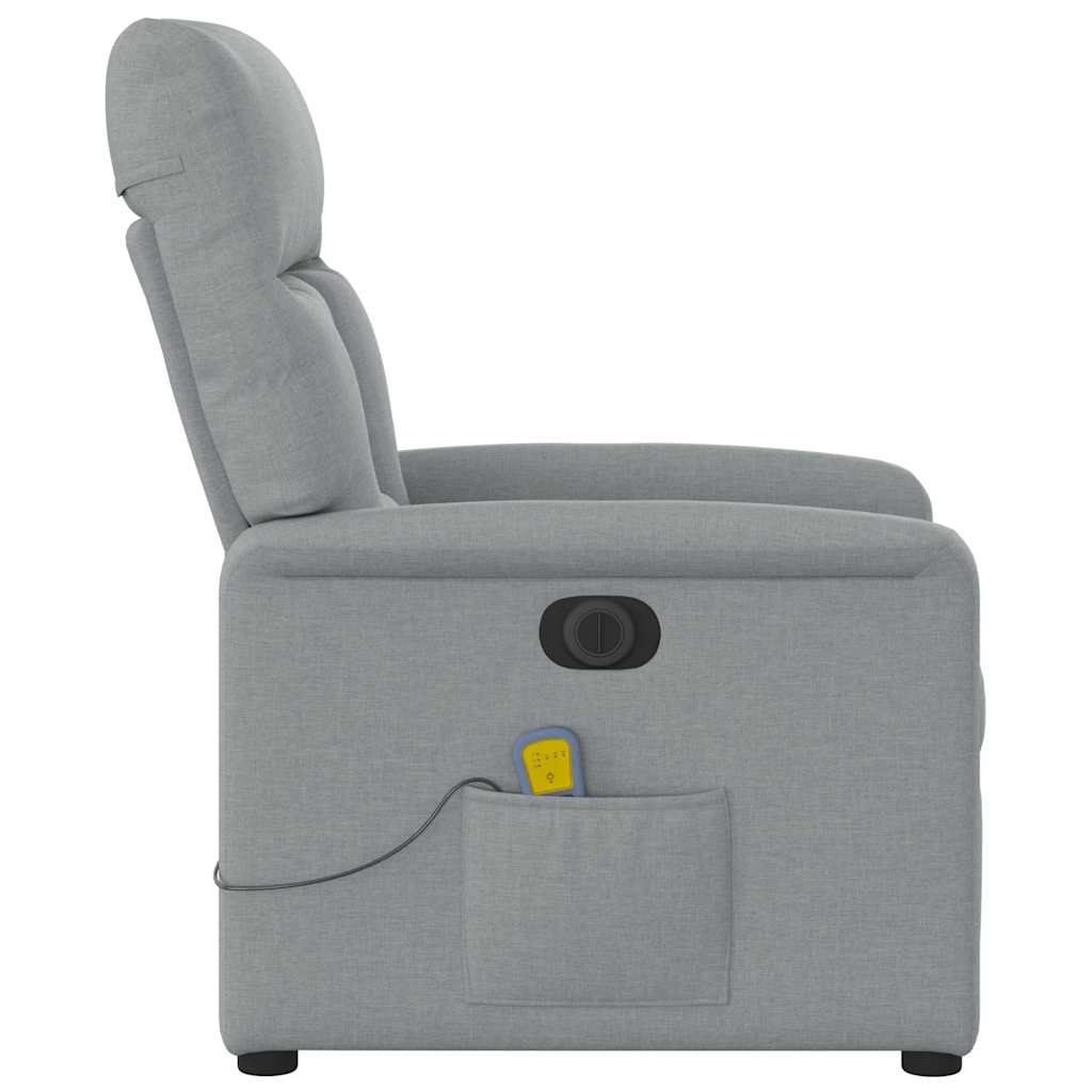 vidaXL Fauteuil de massage électrique Gris clair Tissu
