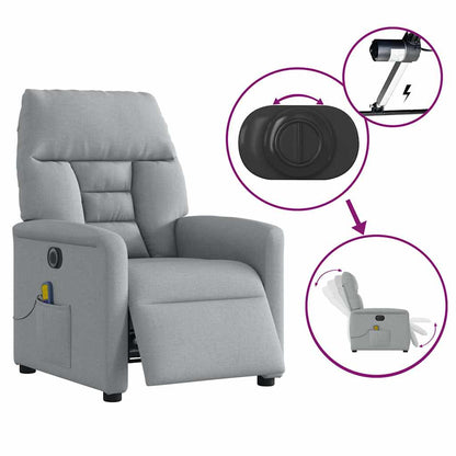 vidaXL Fauteuil de massage électrique Gris clair Tissu